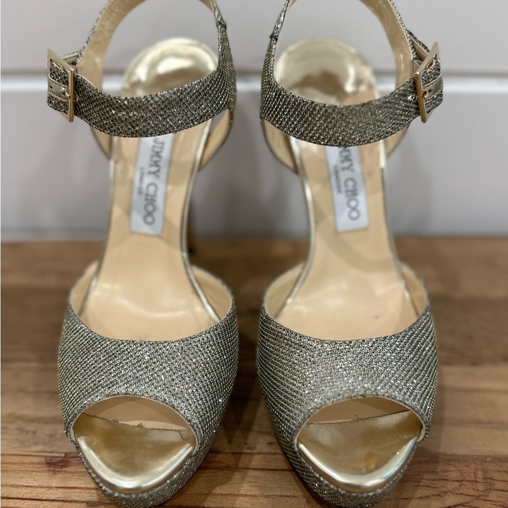 Jimmy Choo Metallic Kayden Bronze Platform Size 40 - Picture 3 of 8